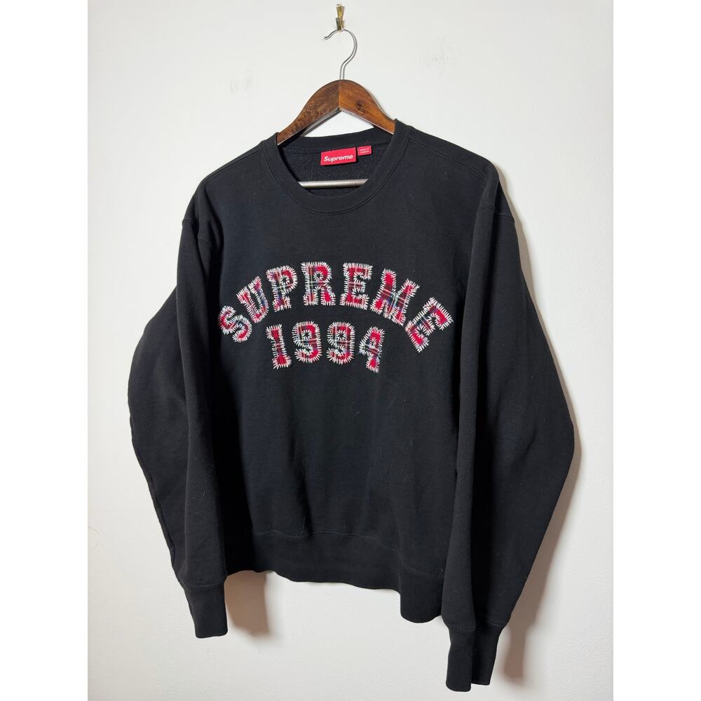 Supreme Plaid Arc Crewneck 'Black'